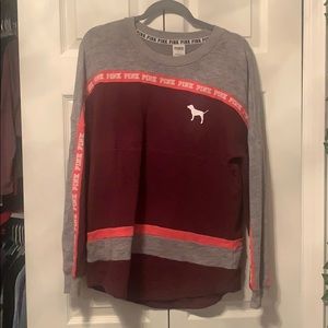 pink crewneck sweatshirt